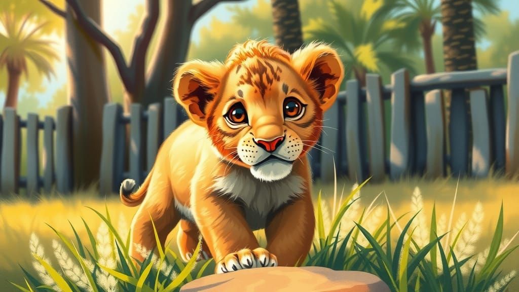 Baby lion at the Zoo