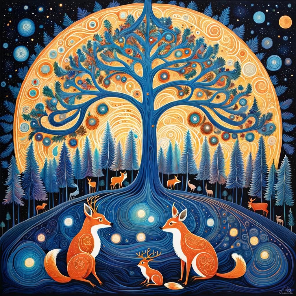 Festive Animals Dancing in Bioluminescent Christmas Maze