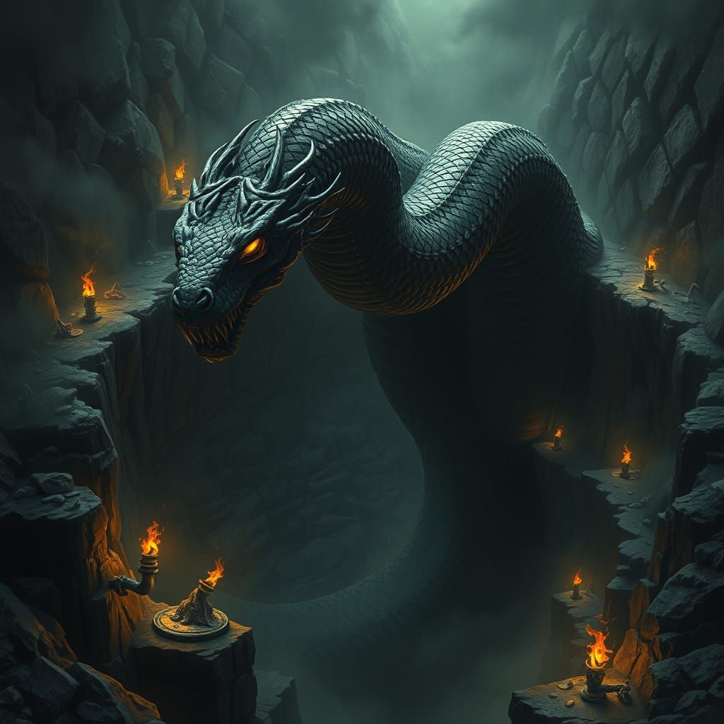 Ancient Serpent Descends into the Abyssal Pit