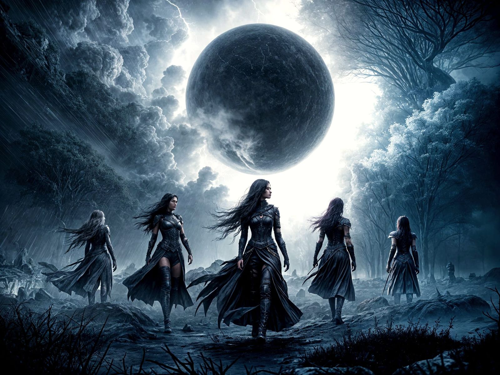 Ethereal Silhouettes in a Purple Storm