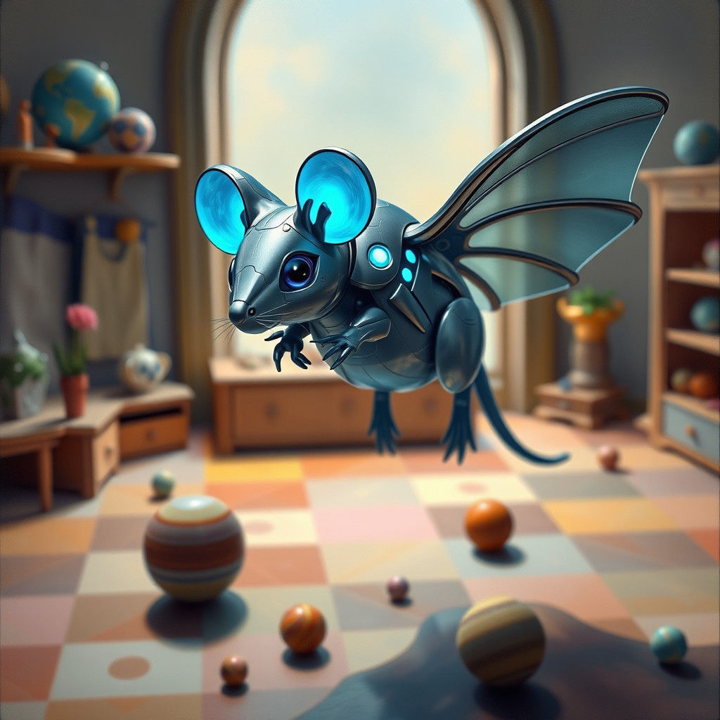 Futuristic Toy Mouse in Impressionist Style