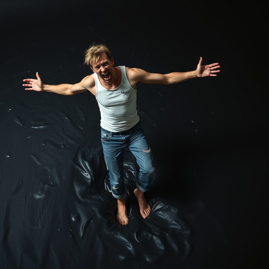 Man Trapped in Black Viscous Expanse