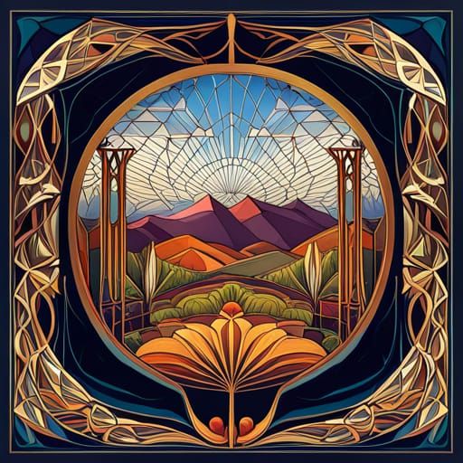 Art Nouveau Geometric Landscape in 8k Resolution