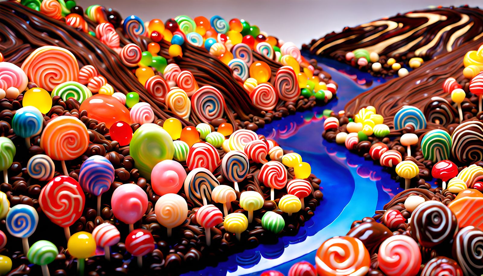 Detailed Glass Sculpture of Candy Land Landscape
