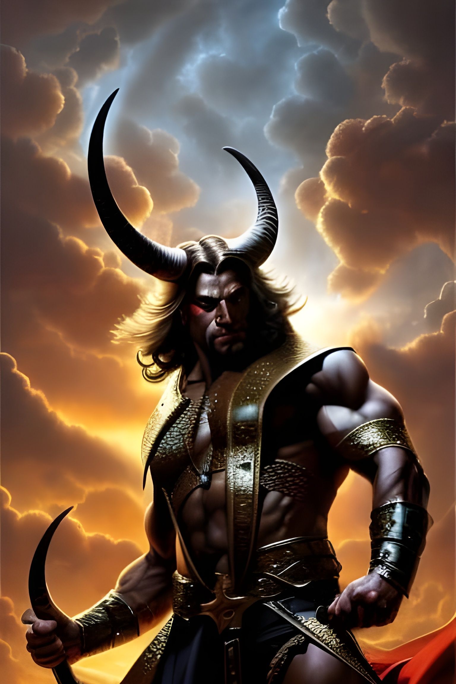 Tiefling God in Victorian Style, Hyperrealistic Digital Art