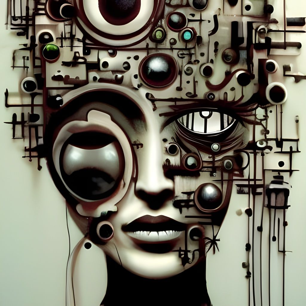 Geometric Woman with Bioluminescent Eyes