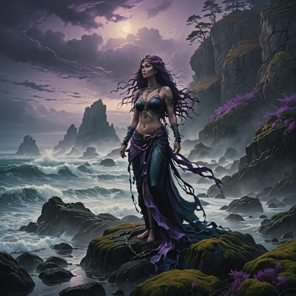 Sea Goddess in Dark Fantasy Art Style