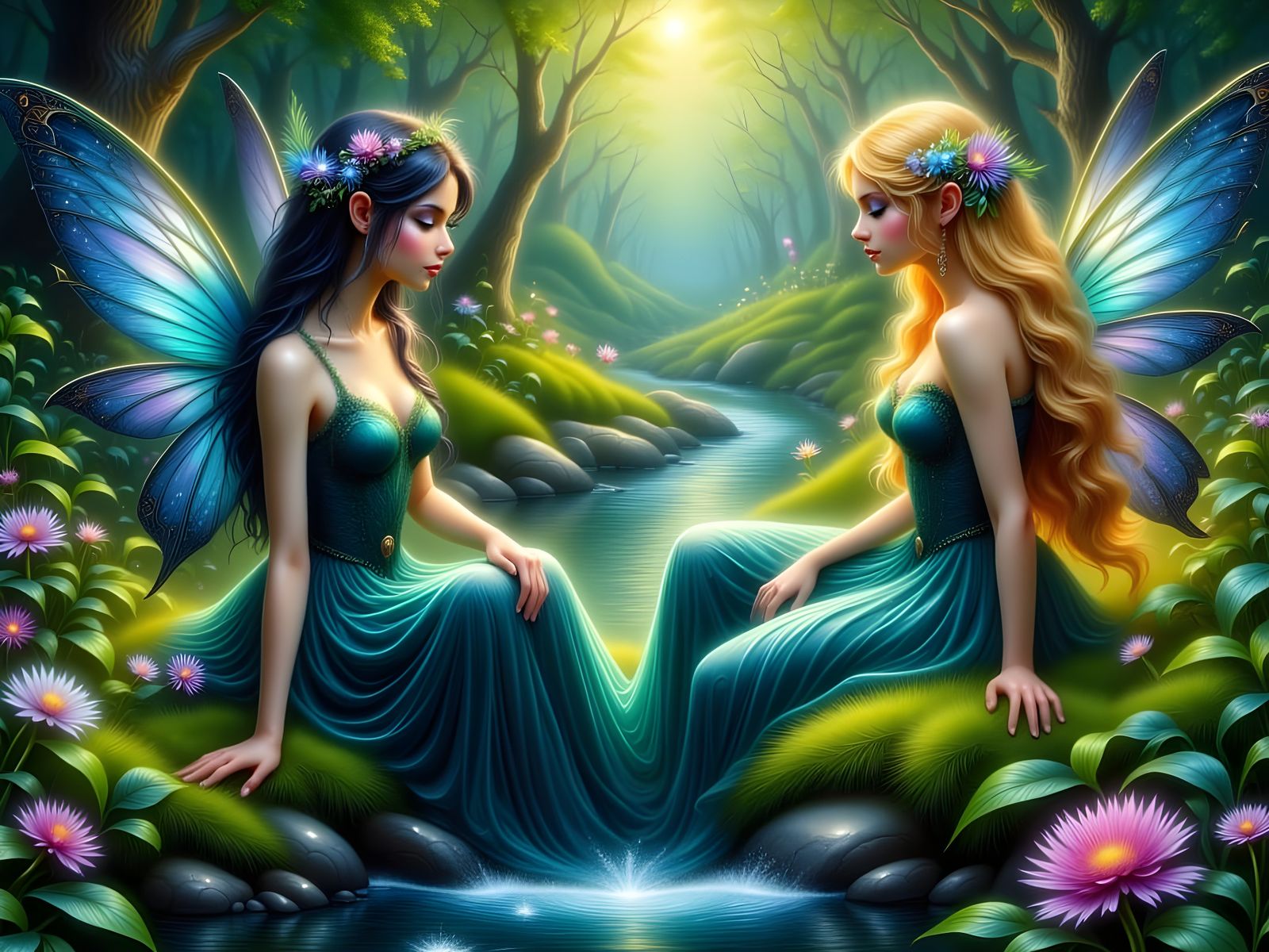 Whimsical Fairy Punk Portraits in a Magical Woodland Scene