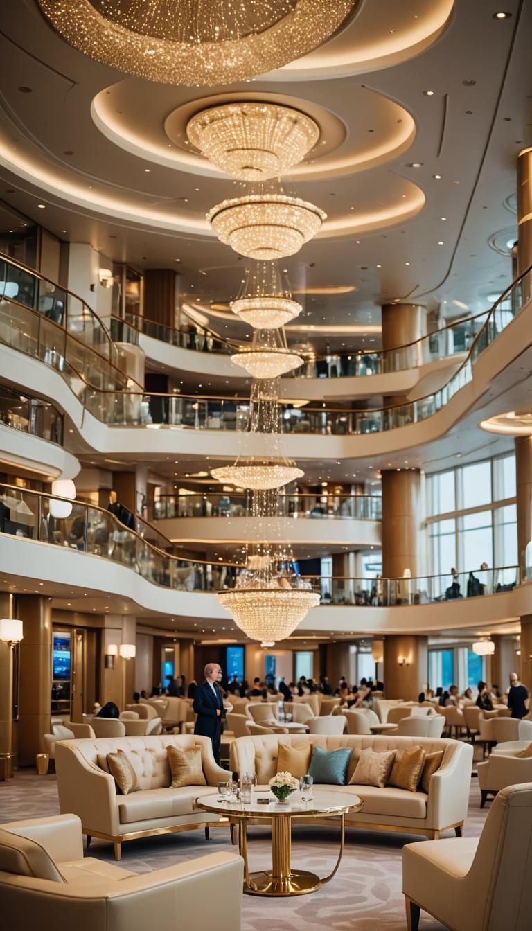 Luxury Cruise Liner Lounge in Natural Lighting