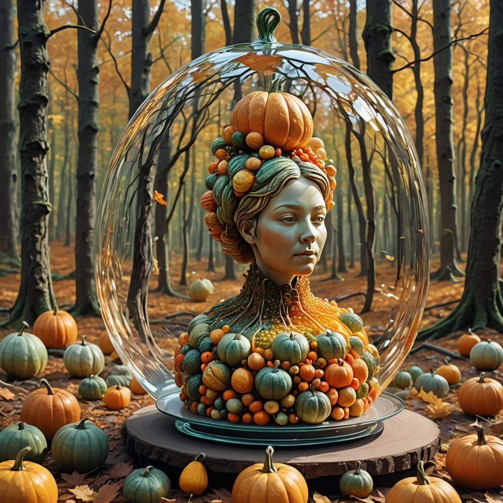 Gourd Cake in Scandinavian Forest with Woman