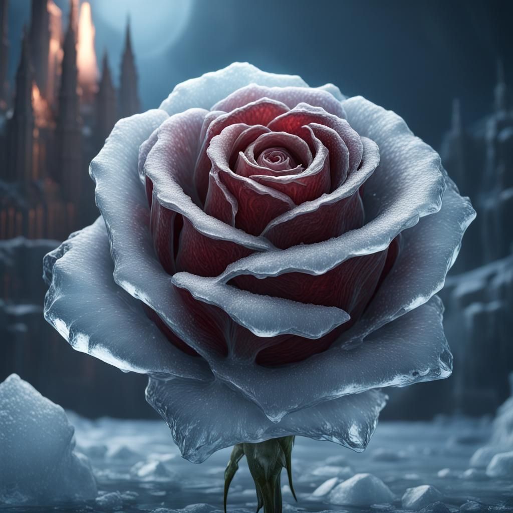 Detailed Ice Rose Digital Painting