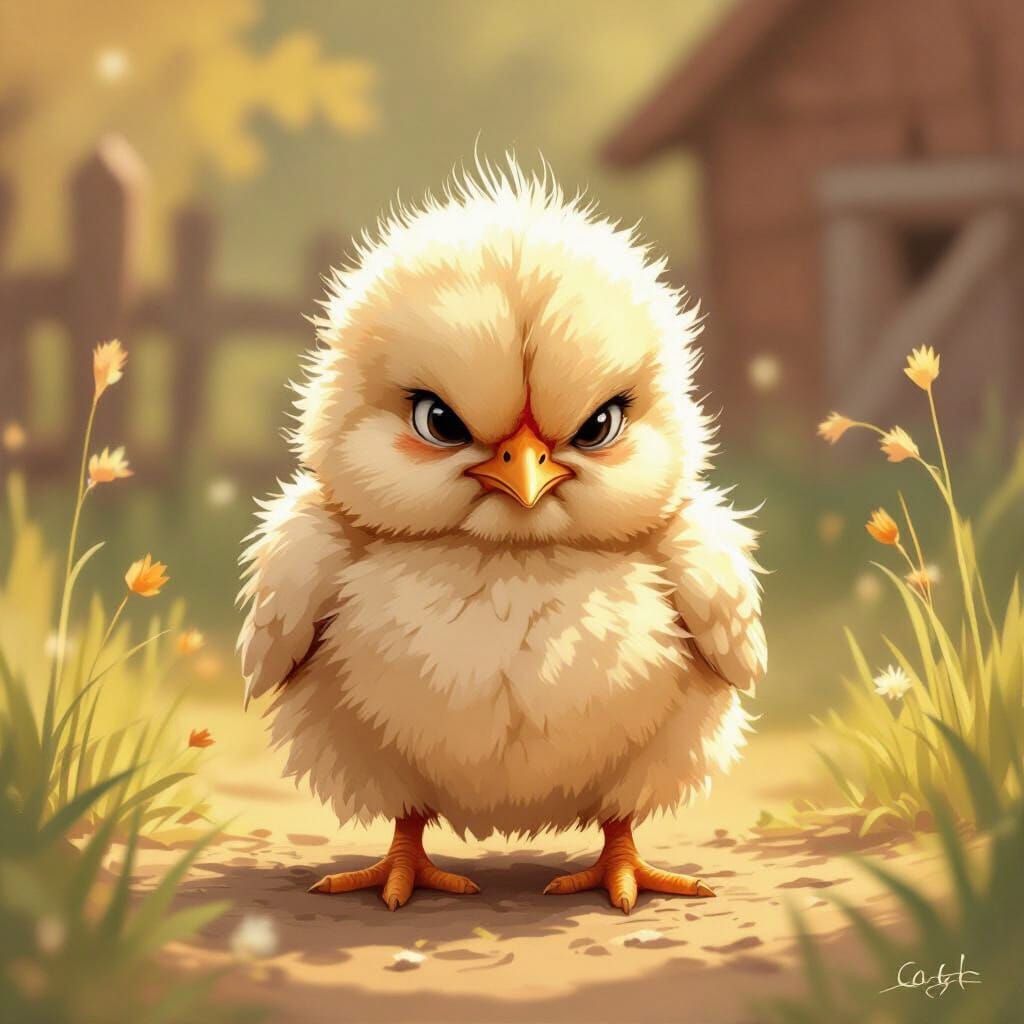 Grumpy Baby Chicken Generated by AI