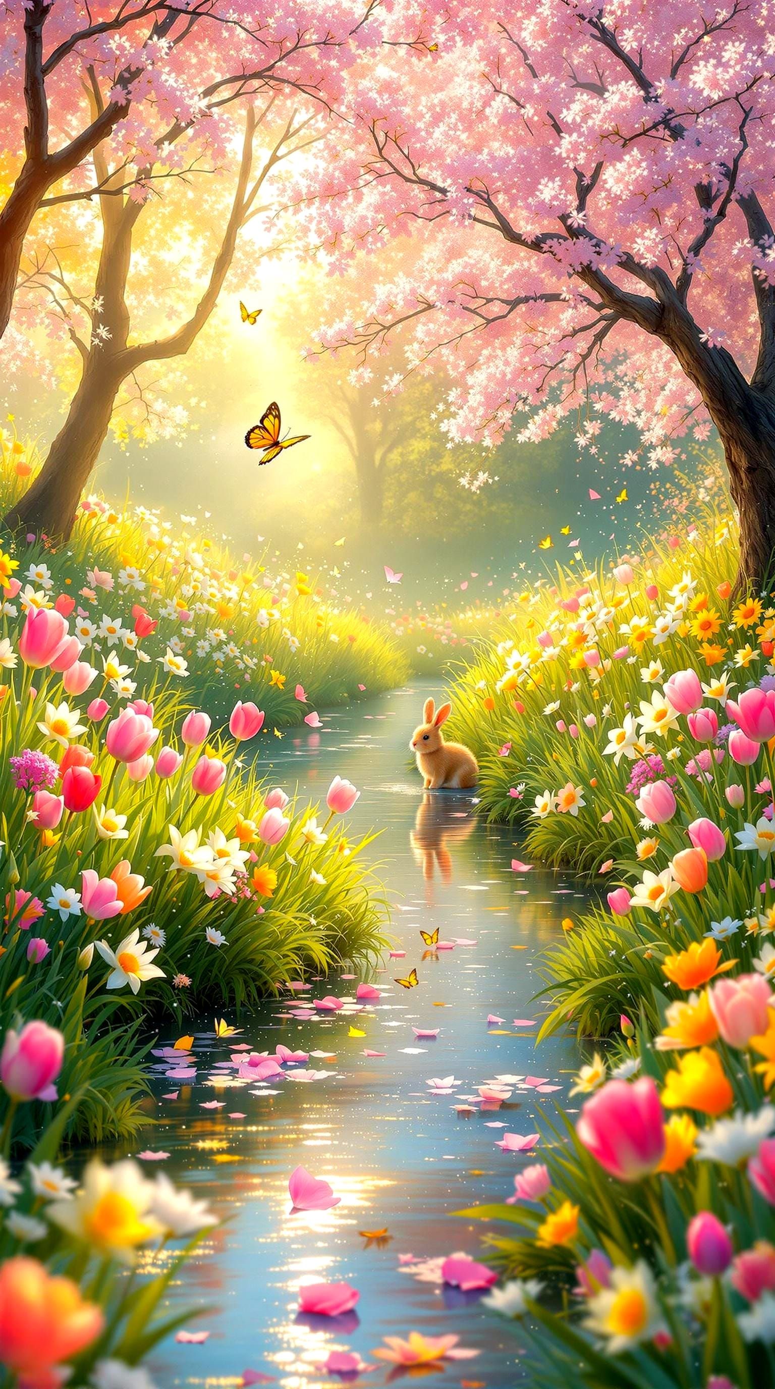 Spring Bloom in Vibrant Wildflowers and Lush Meadow