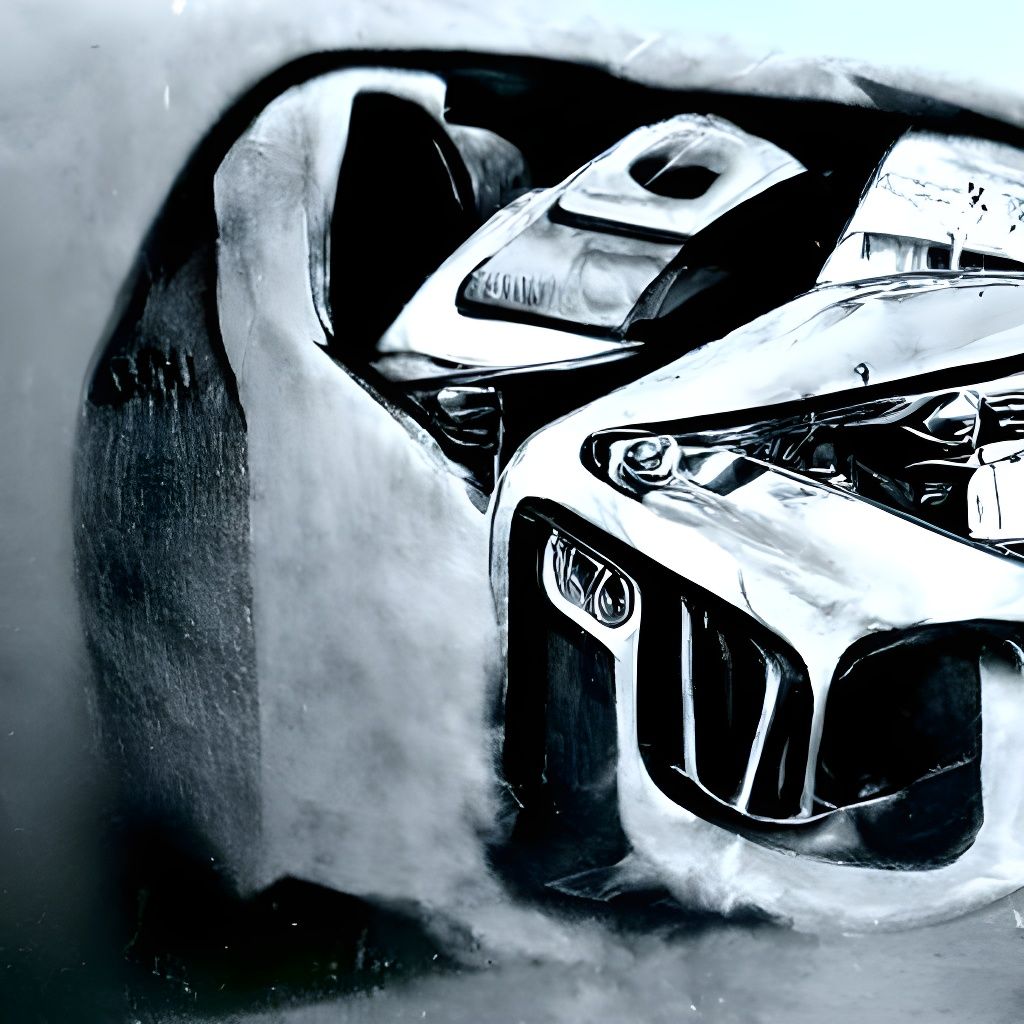 Hyperdetailed Charcoal Drawing of a BMW