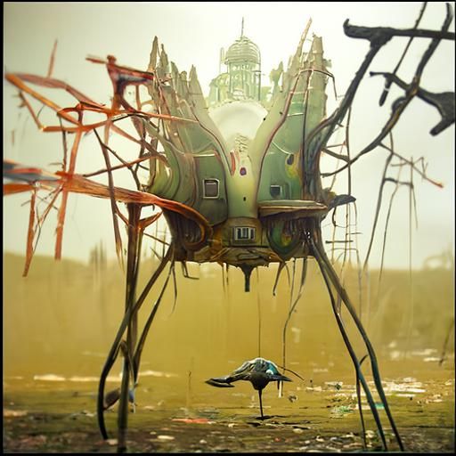 Kiwi Pretending to Fly in Surreal Photorealism