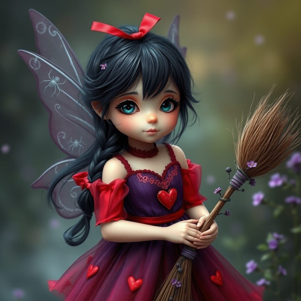 Whimsical Dark Fairy in Enchanted Garden