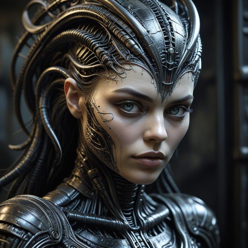 Stunning Woman in Biomechanical Giger Style