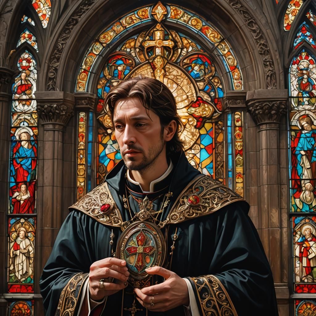Shane McGowan as Saint in Cathedral: Hyperrealistic Art