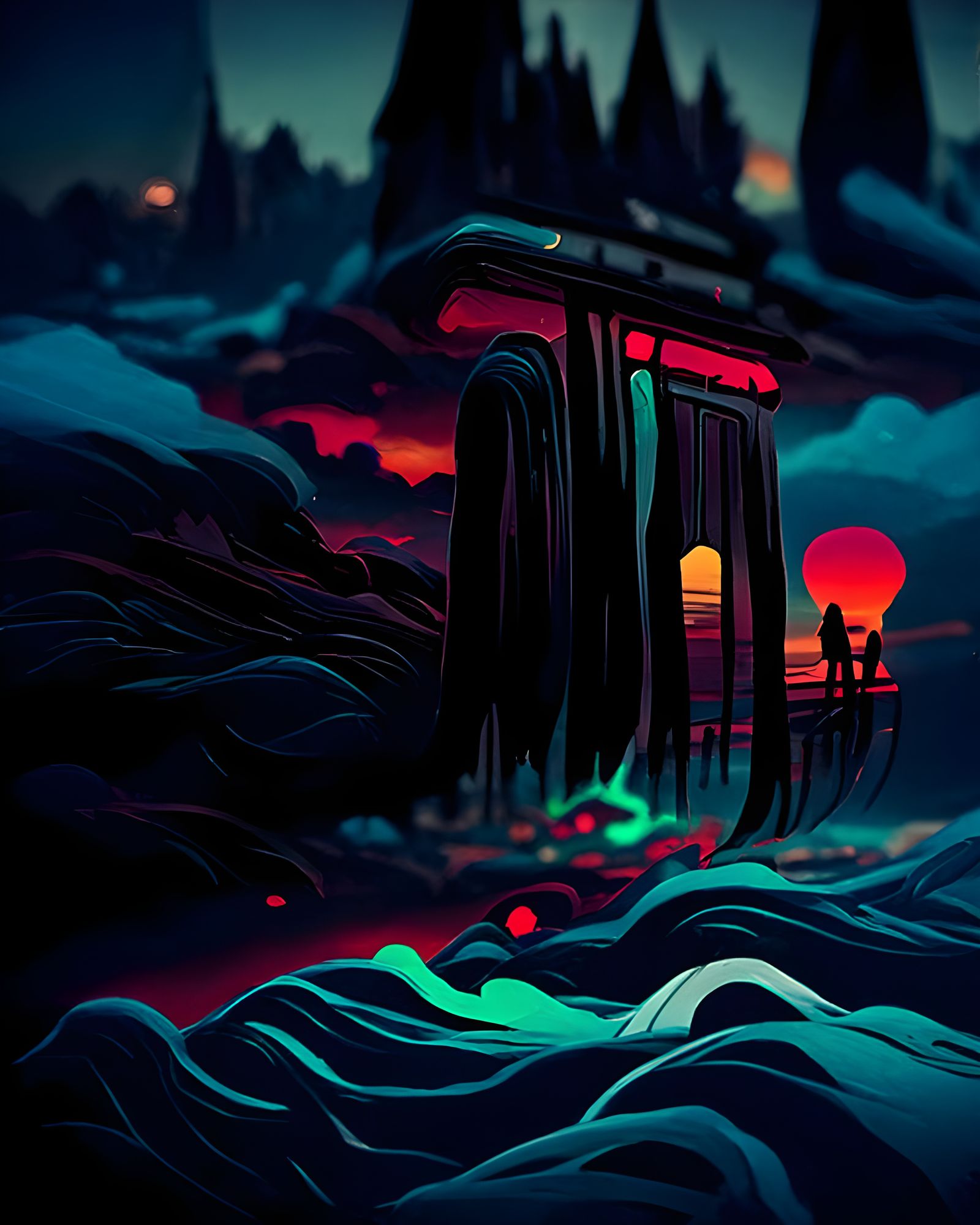 Colorful Dreamlike Vacation Landscape by Dan Mumford