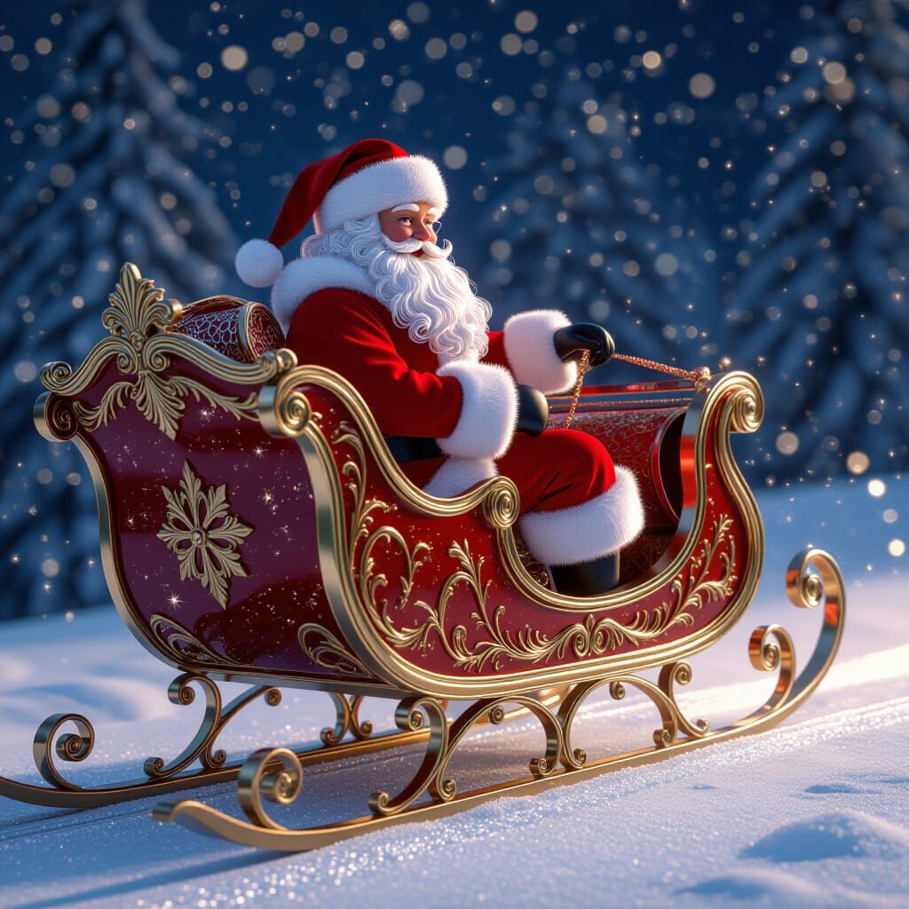 Santa's Ornate Sleigh in Ethereal Fantasy Art