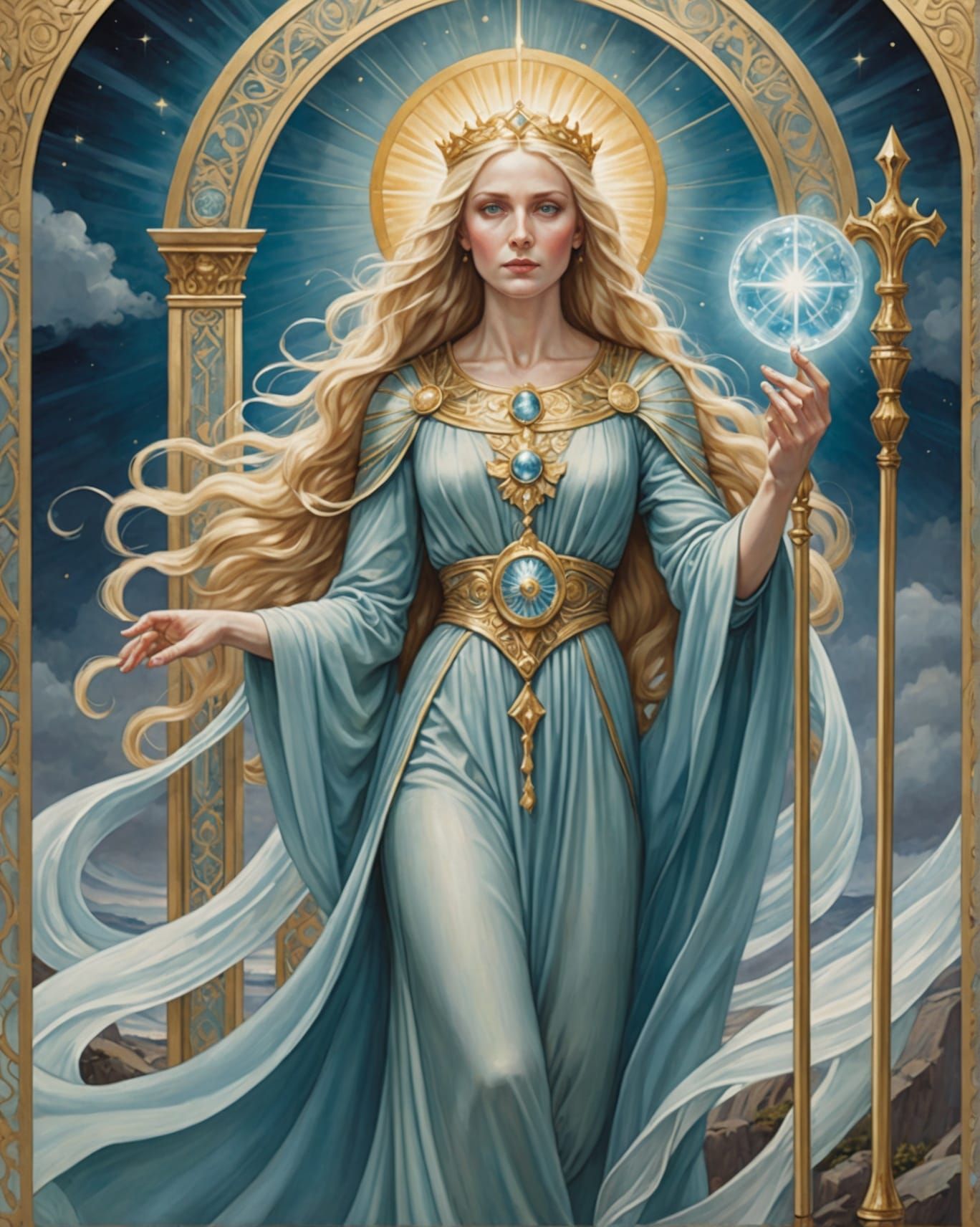 High Priestess Tarot Card in Anime Style