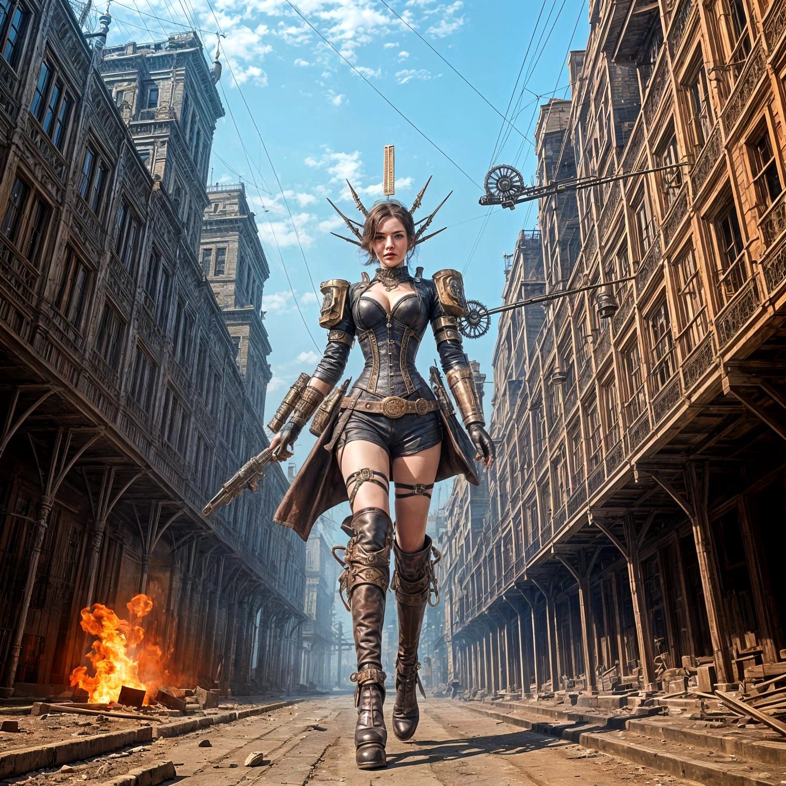 Giant Steampunk Robot on Thin Legs