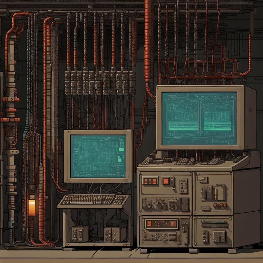 Dieselpunk Internet Lab in 64-bit Pixel Art