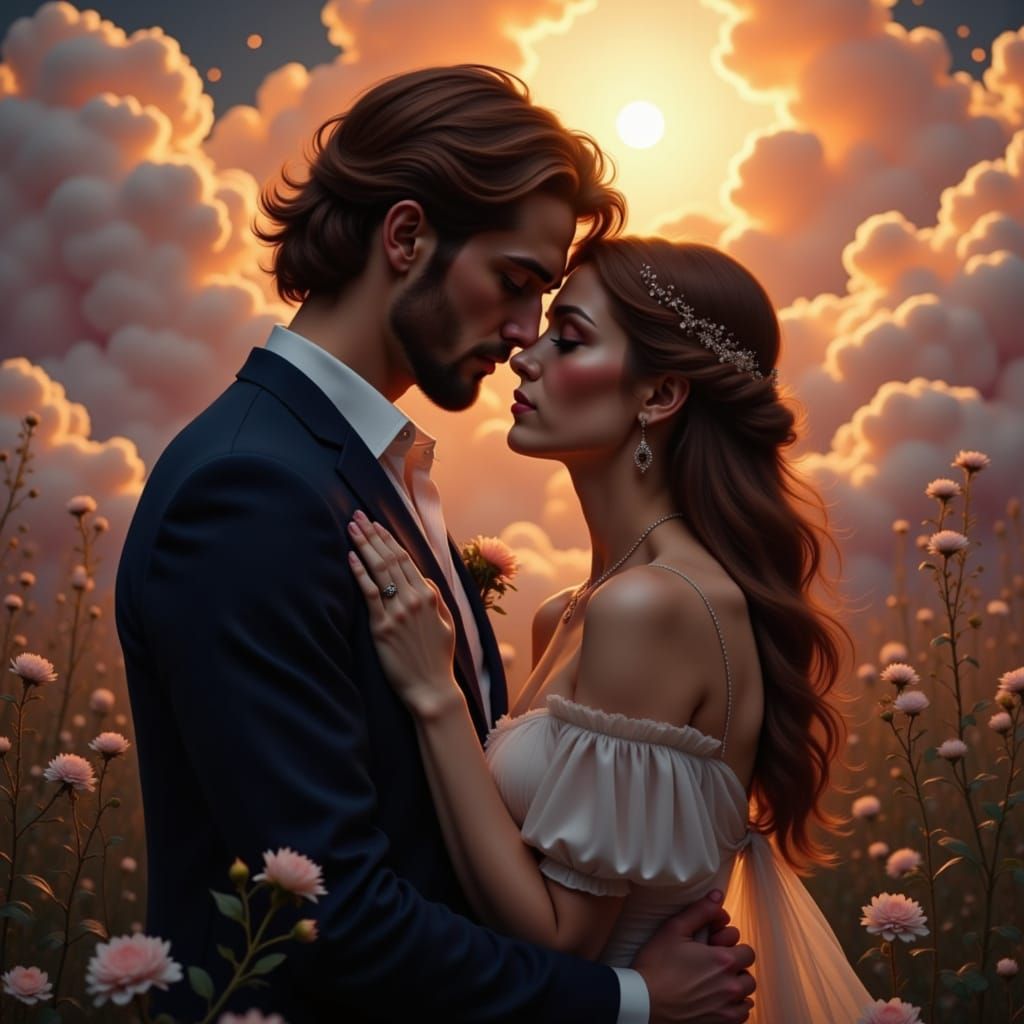 Ethereal Woman Dancing Under Starry Sky