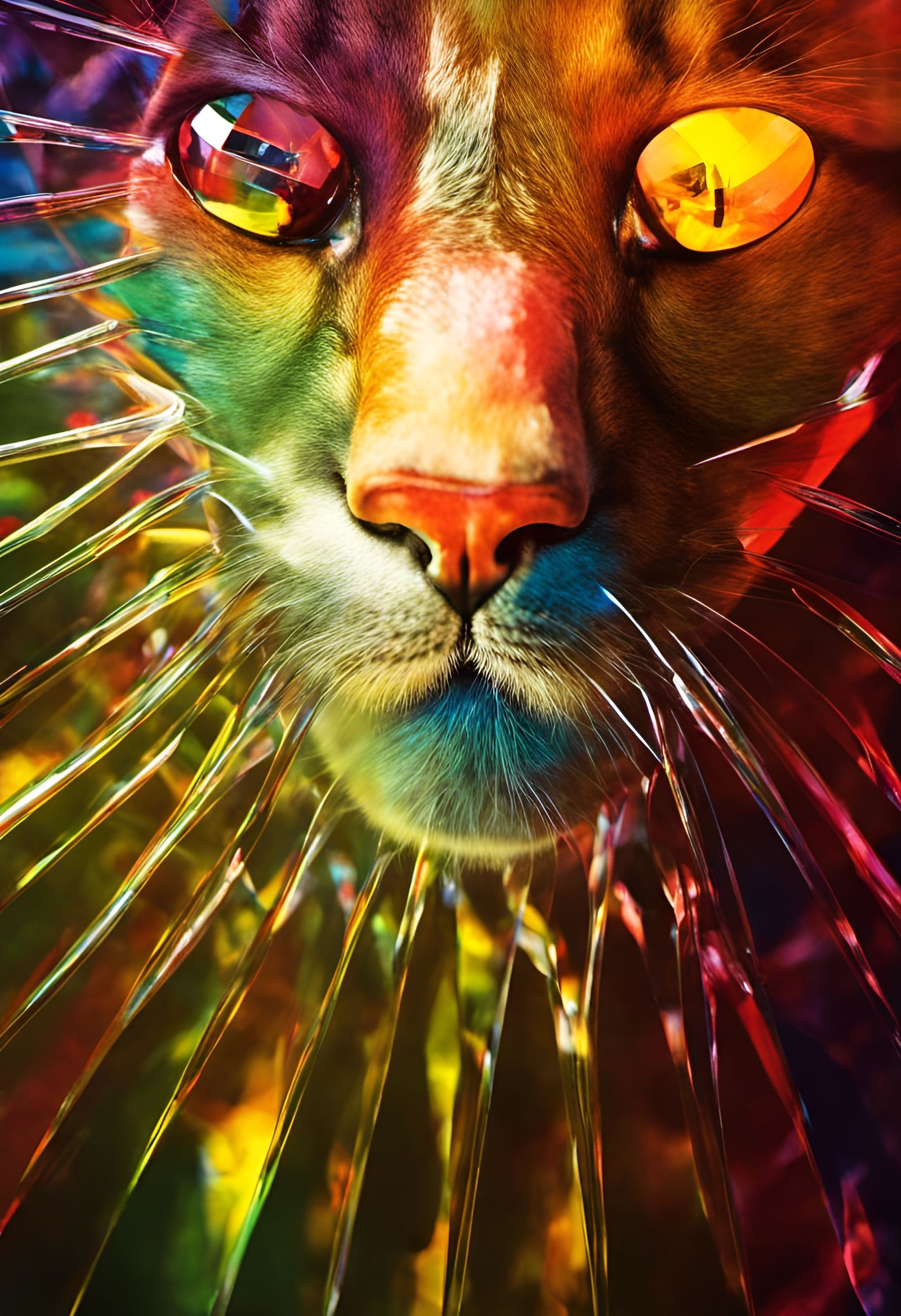 Photorealistic Crystalline Cat Portrait with 3D Shading