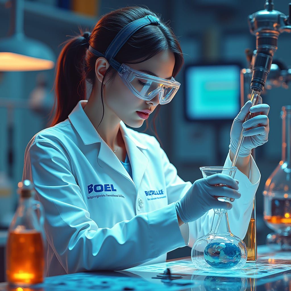 Scientist Conducts Experiment in Futuristic Laboratory with ...