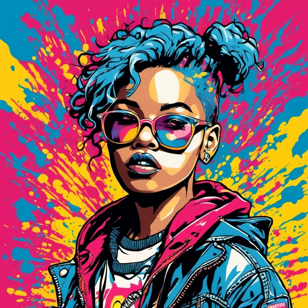 Punk Guy Portrait in Graffiti Art Style