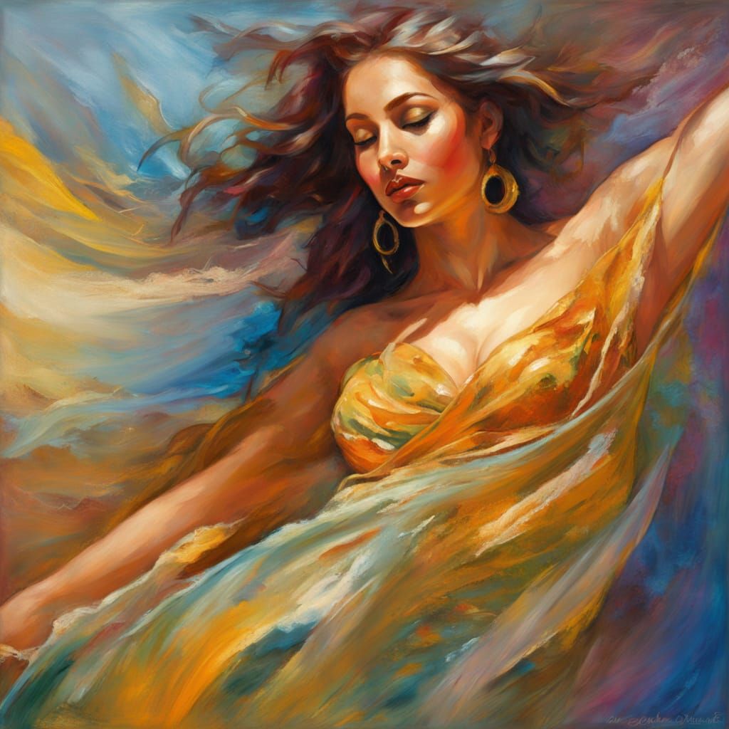 Vibrant Belly Dancer in Iridescent Silk