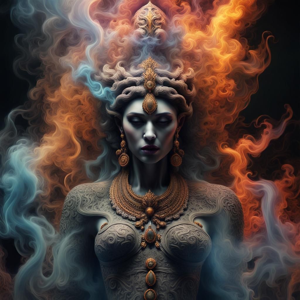 Sumerian Smoke Goddess Emerges: Digital Matte Painting