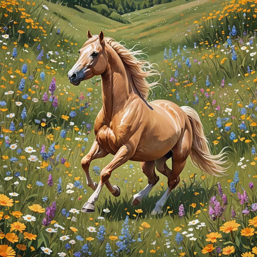 Palomino Horse in Wildflower Meadow: Candy Art