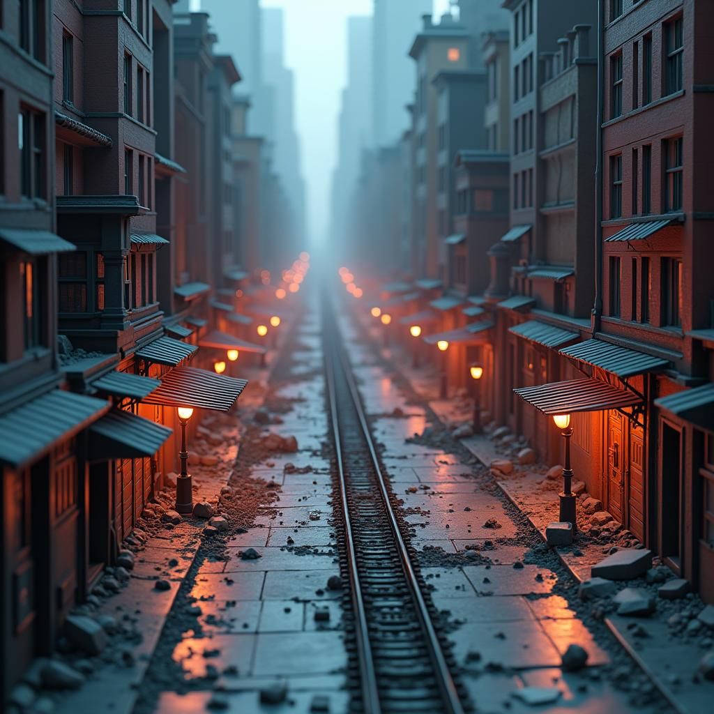 Low Poly Spiderman Diorama in Dystopian Metropolis