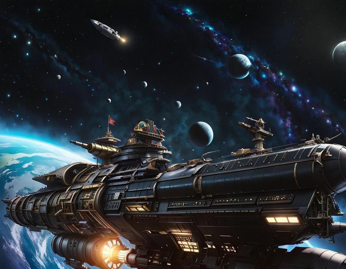 Space Pirate in Sci-Fi Steampunk Galaxy