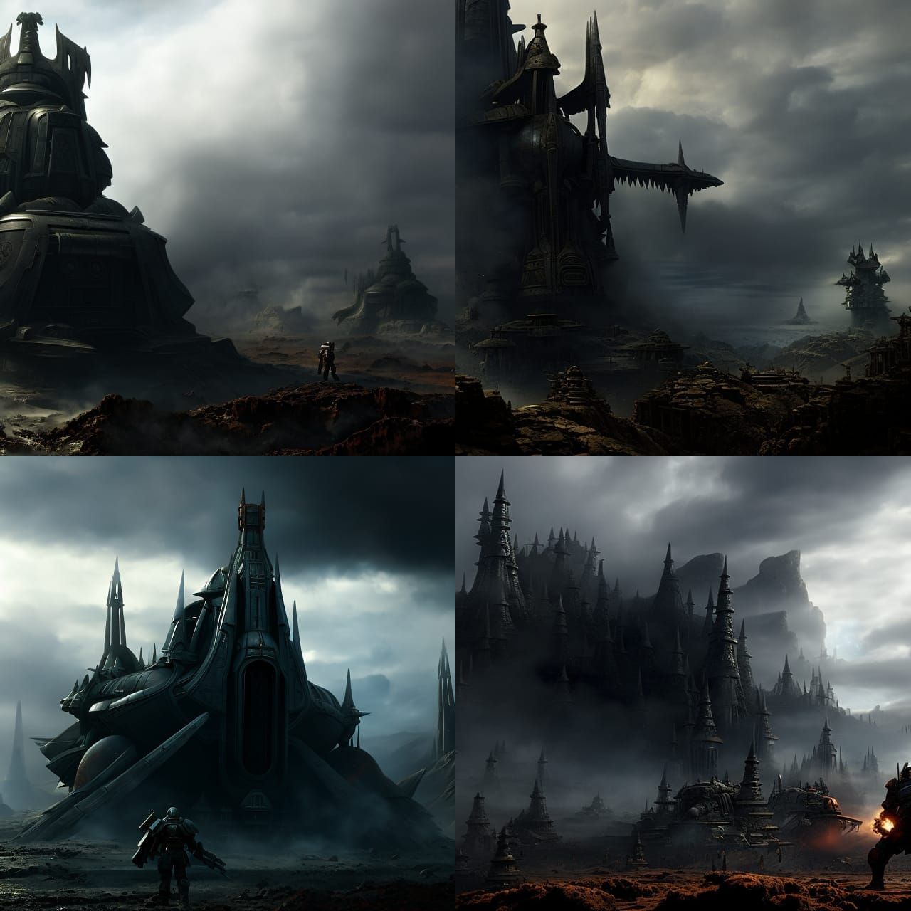 Epic Space Marine on Battlefield, Digital Matte Painting