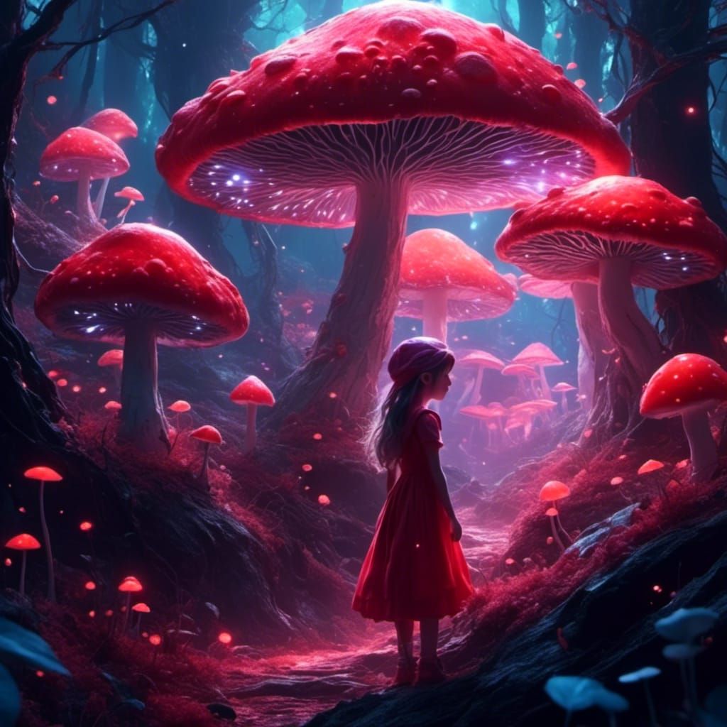 Glowing Mushroom Forest with Mushroom Princess