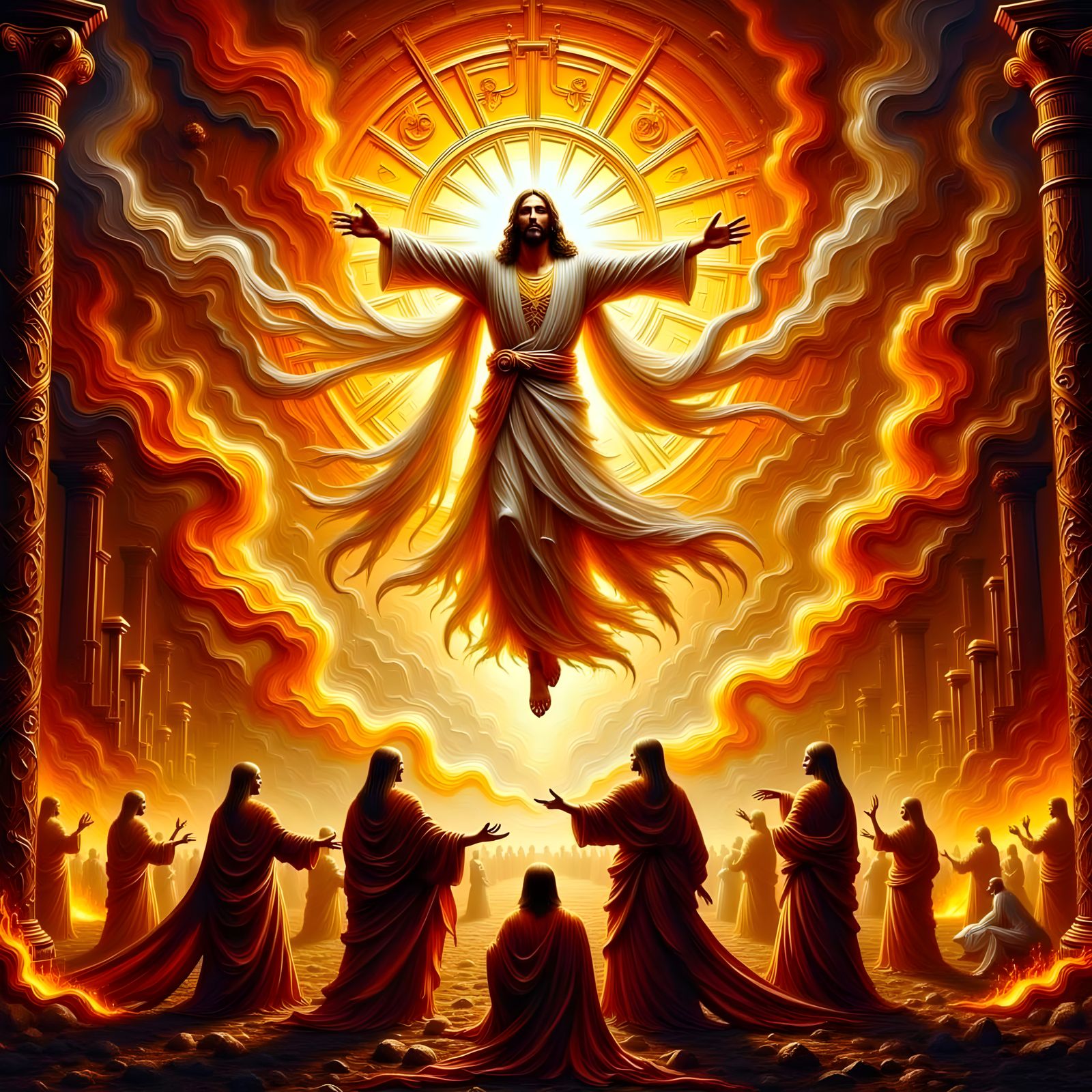 Jesus Christ Shatters Hell's Gates in Divine Impasto Paintin...