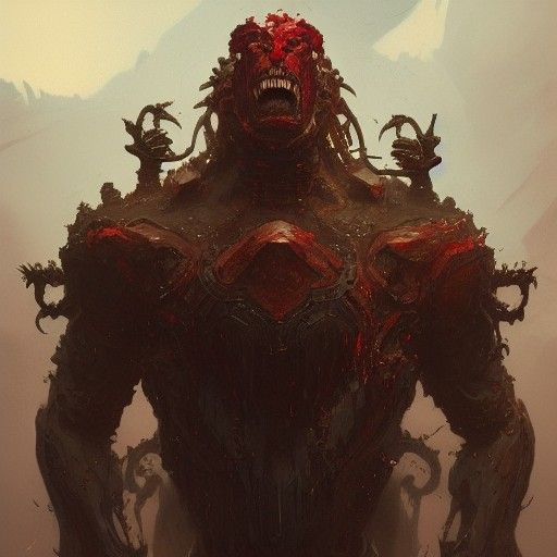 Blood Golem Roaring: Hyperdetailed Artstation Portrait