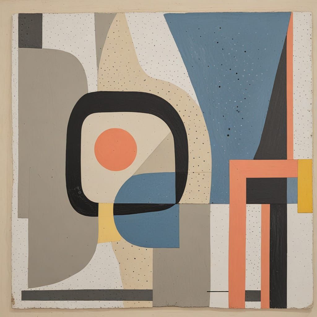 Abstract Sculpture in Neutral Tones with Bold Accents