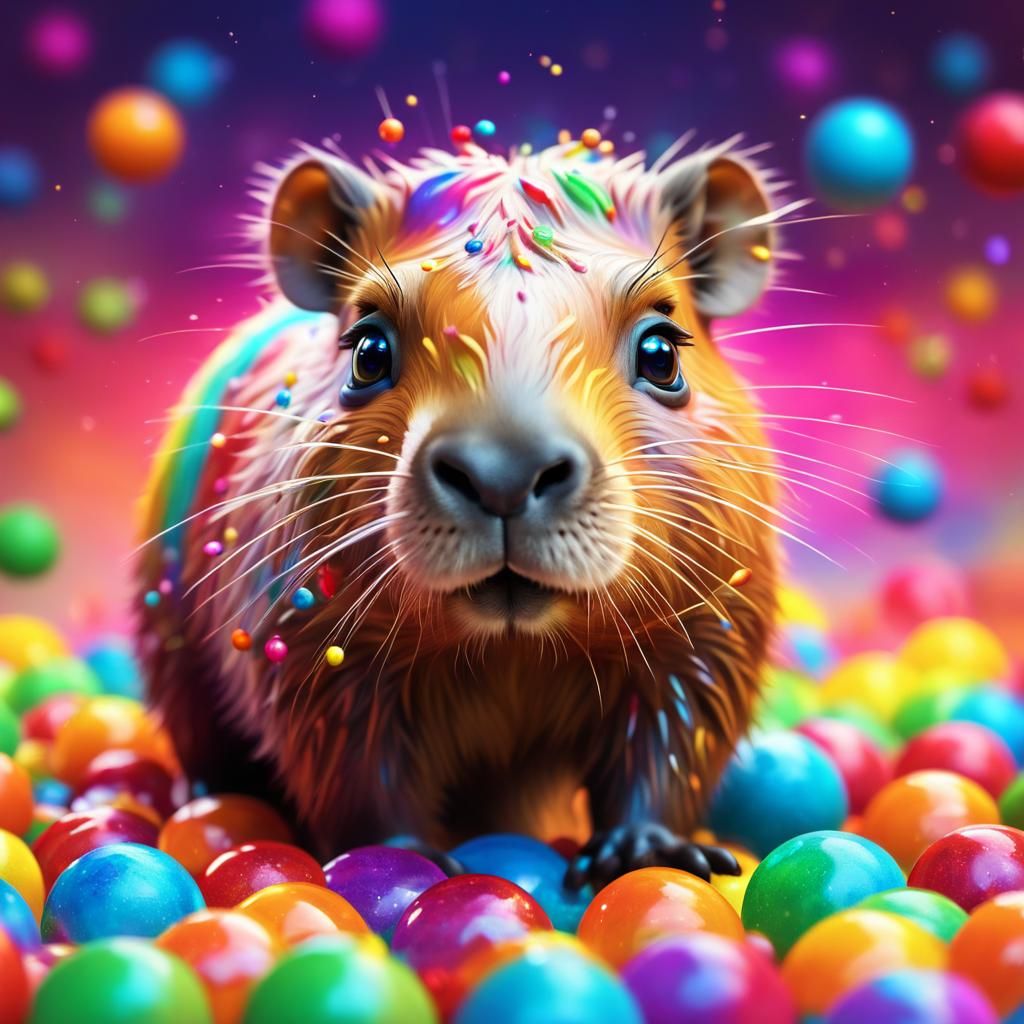 Cute Chibi Capybara in Candy Land