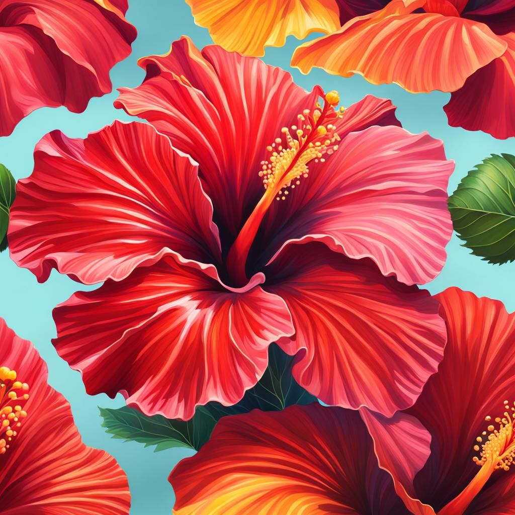 Hyperrealistic Hibiscus Flower Splash Art