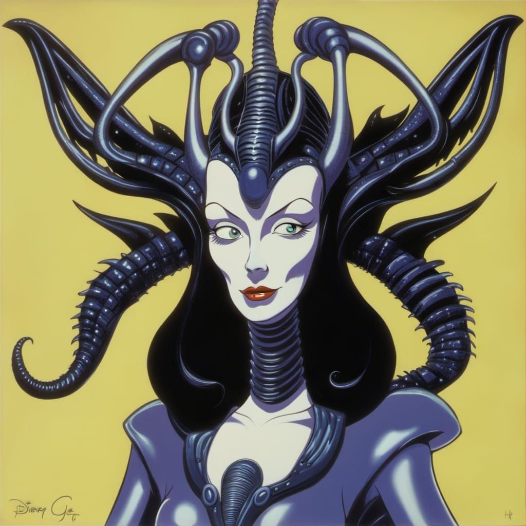 Xenomorph Queen as 1940s Disney Cartoon