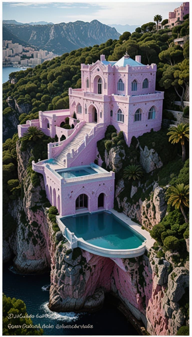 Ethereal Elven Chateau in Vibrant Raspberry Pink