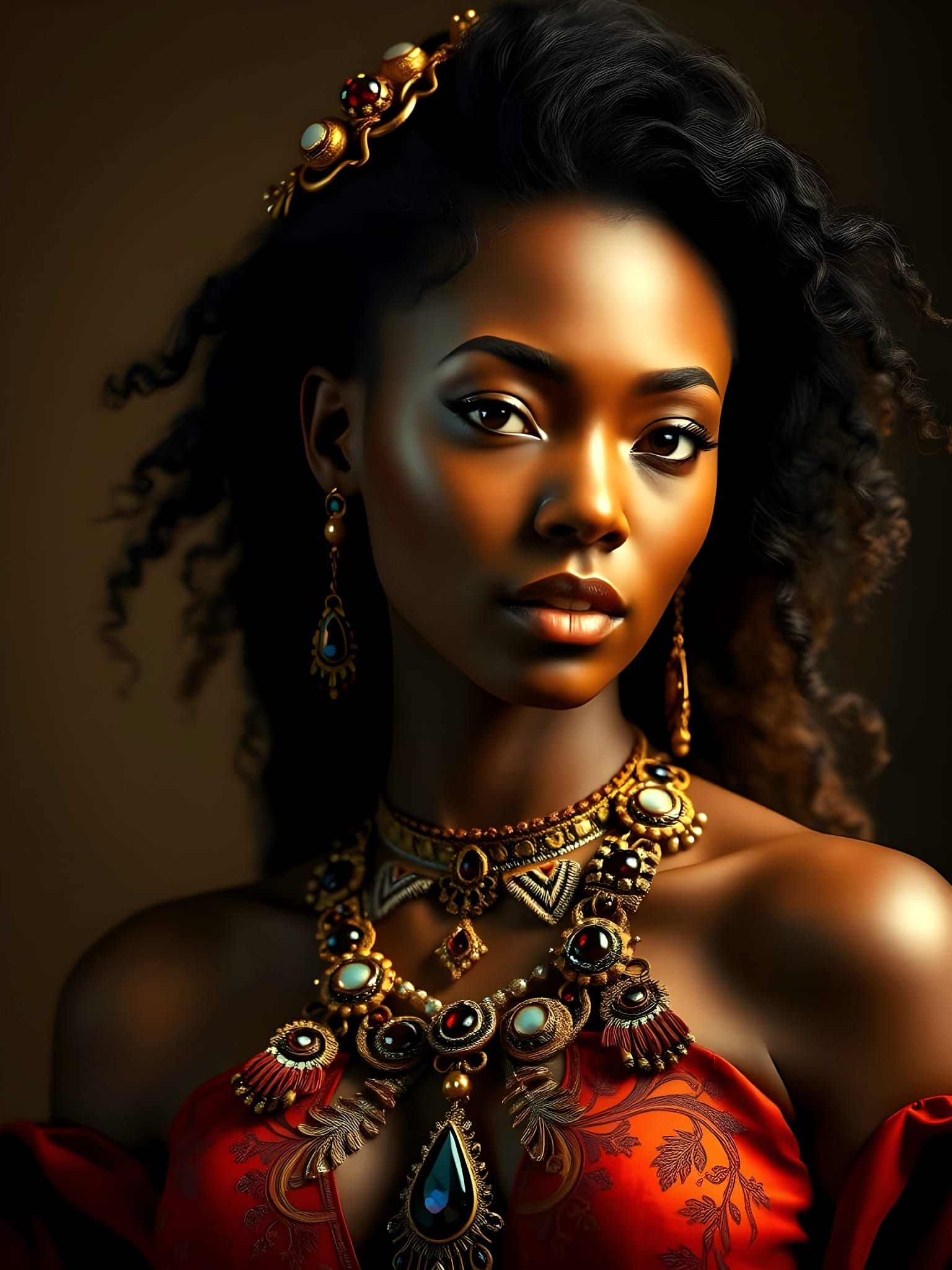 Svelte Woman in Renaissance Style Portrait