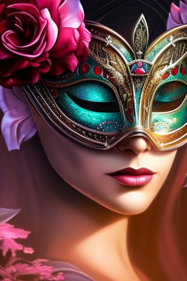 Elegant Princess at Masquerade in Chiaroscuro Style