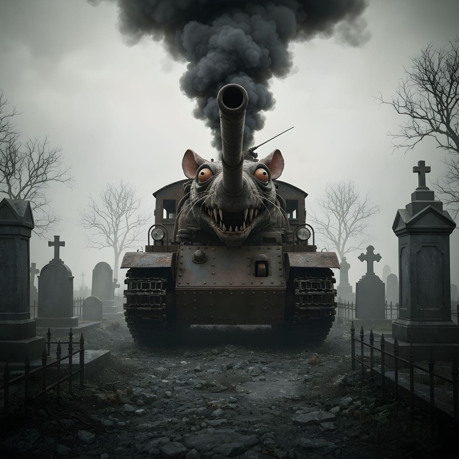 Horrific Steam-Powered Rat-Locomotive Tank in 8k