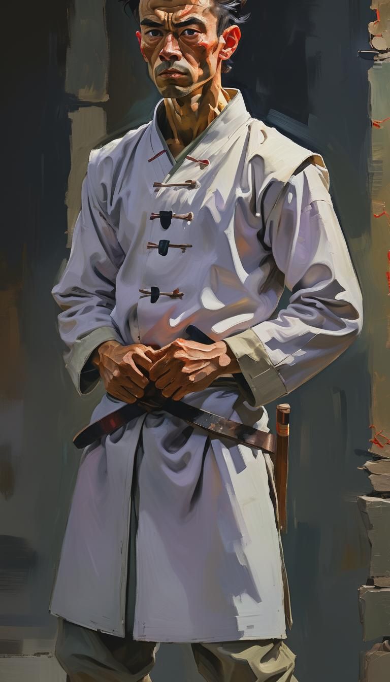 Martial Arts Warrior in Expressionist Style