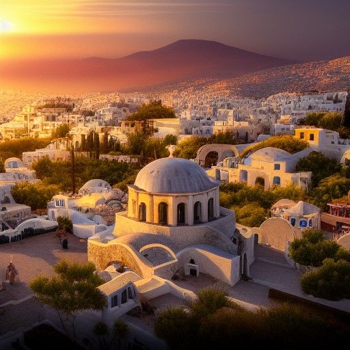 Cinematic Fantasy Landscape of Greek City